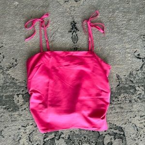 Square neck silky pink cami